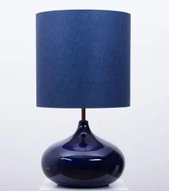 Pamono Ceramic Table Lamp with New Silk Custom Made Lampshade by René Houben, 1960s