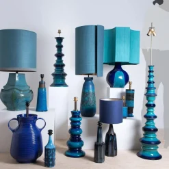 Pamono Ceramic Table Lamp with New Silk Custom Made Lampshade by René Houben, 1960s