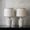 Outlet Pamono Ceramic Table Lamps with Fabric Lampshades, 1960s, Set of 2