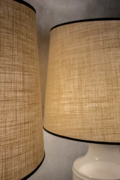 Outlet Pamono Ceramic Table Lamps with Fabric Lampshades, 1960s, Set of 2