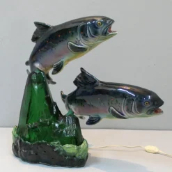Outlet Pamono Ceramic Trout Lamp by S. R. Bonome, 1950s