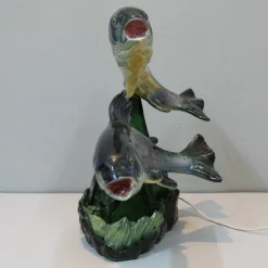 Outlet Pamono Ceramic Trout Lamp by S. R. Bonome, 1950s