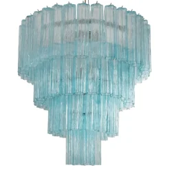Discount Pamono Chandelier in Turquoise Murano Glass, Italy, 1980s