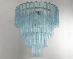 Discount Pamono Chandelier in Turquoise Murano Glass, Italy, 1980s