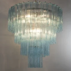 Discount Pamono Chandelier in Turquoise Murano Glass, Italy, 1980s