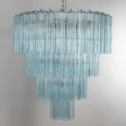 Discount Pamono Chandelier in Turquoise Murano Glass, Italy, 1980s