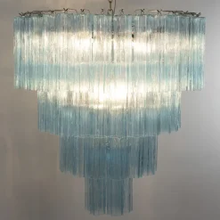 Discount Pamono Chandelier in Turquoise Murano Glass, Italy, 1980s