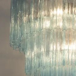 Discount Pamono Chandelier in Turquoise Murano Glass, Italy, 1980s