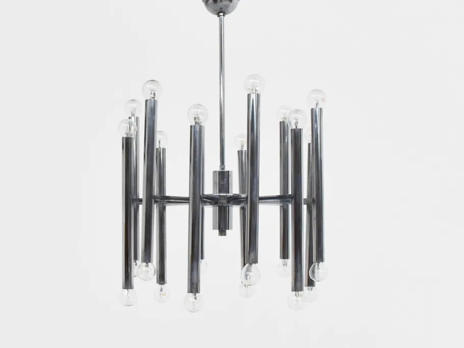 New Pamono Chandelier with 24 Bulbs by Geatano Sciolari, Italy, 1970s