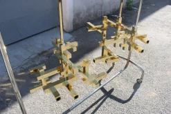 Discount Pamono Chandeliers in Solid Brass Gaetano Prehose Minimal and Rational Design from Sciolari, 1970s, Set of 2