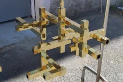 Discount Pamono Chandeliers in Solid Brass Gaetano Prehose Minimal and Rational Design from Sciolari, 1970s, Set of 2