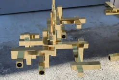 Discount Pamono Chandeliers in Solid Brass Gaetano Prehose Minimal and Rational Design from Sciolari, 1970s, Set of 2