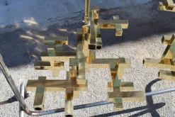 Discount Pamono Chandeliers in Solid Brass Gaetano Prehose Minimal and Rational Design from Sciolari, 1970s, Set of 2