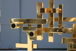 Discount Pamono Chandeliers in Solid Brass Gaetano Prehose Minimal and Rational Design from Sciolari, 1970s, Set of 2