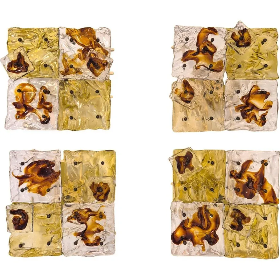 New Pamono Cheerio Patchwork Wall Lamps by Toni Zuccheri for Venini, 20th Century, Set of 4