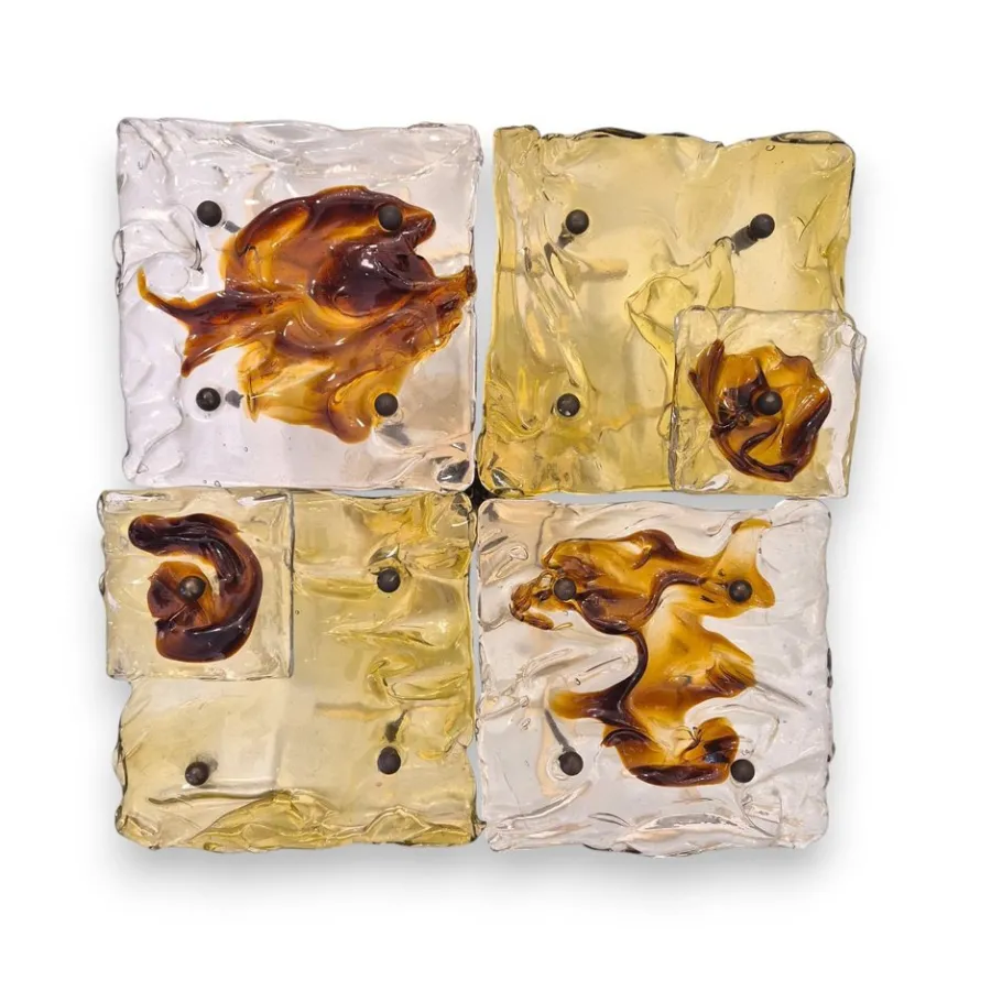 New Pamono Cheerio Patchwork Wall Lamps by Toni Zuccheri for Venini, 20th Century, Set of 4