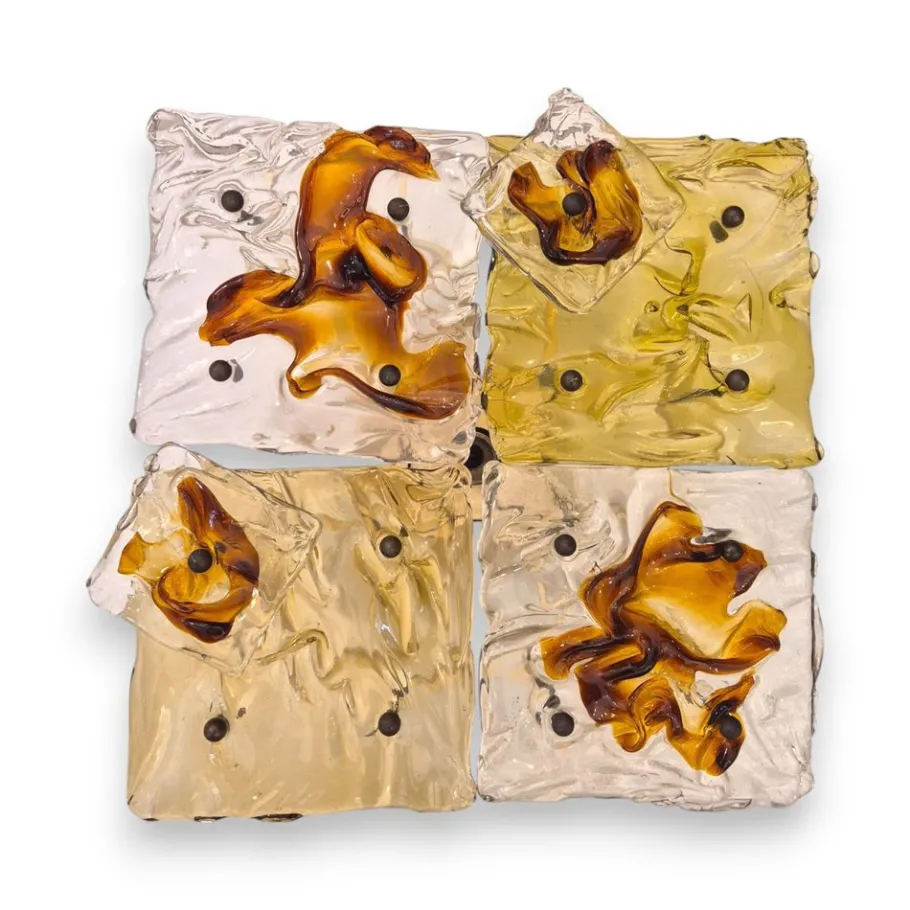 New Pamono Cheerio Patchwork Wall Lamps by Toni Zuccheri for Venini, 20th Century, Set of 4
