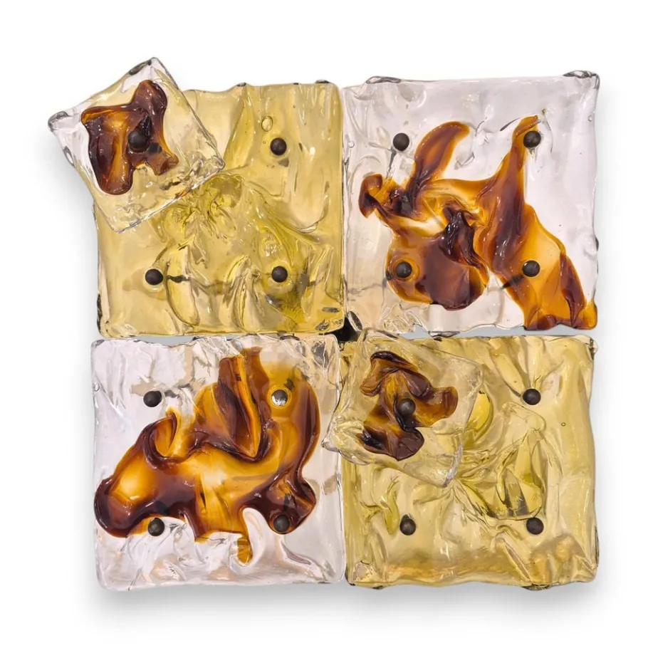 New Pamono Cheerio Patchwork Wall Lamps by Toni Zuccheri for Venini, 20th Century, Set of 4