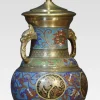New Pamono Chinese Cloisonne Twin Handled Table Lamp Base, 1920s