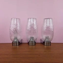 Sale Pamono Chrome and Glass Wall Lamps from Keuco, 1970s, Set of 3
