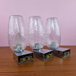 Sale Pamono Chrome and Glass Wall Lamps from Keuco, 1970s, Set of 3