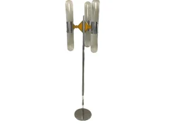 New Pamono Chrome and Murano Glass Floor Lamp from Mazzega, 1970s