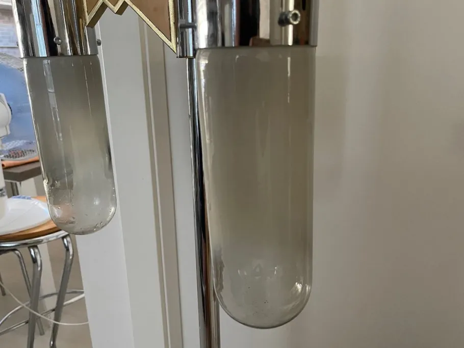 New Pamono Chrome and Murano Glass Floor Lamp from Mazzega, 1970s