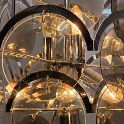 Discount Pamono Chrome and Smoke Glass Chandelier by Vistosi, Italy