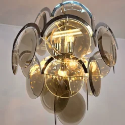 Discount Pamono Chrome and Smoke Glass Chandelier by Vistosi, Italy