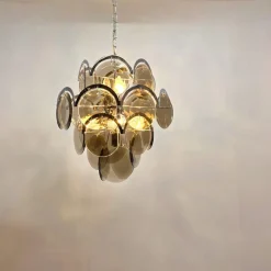 Discount Pamono Chrome and Smoke Glass Chandelier by Vistosi, Italy