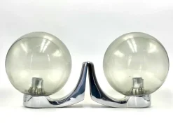 Discount Pamono Chrome Plated Brass Bathroom Sconces, 1970s, Set of 2