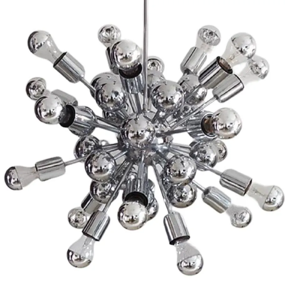 New Pamono Chrome Sputnik Ceiling Lamp by Goffredo Reggiani, Italy, 1970s