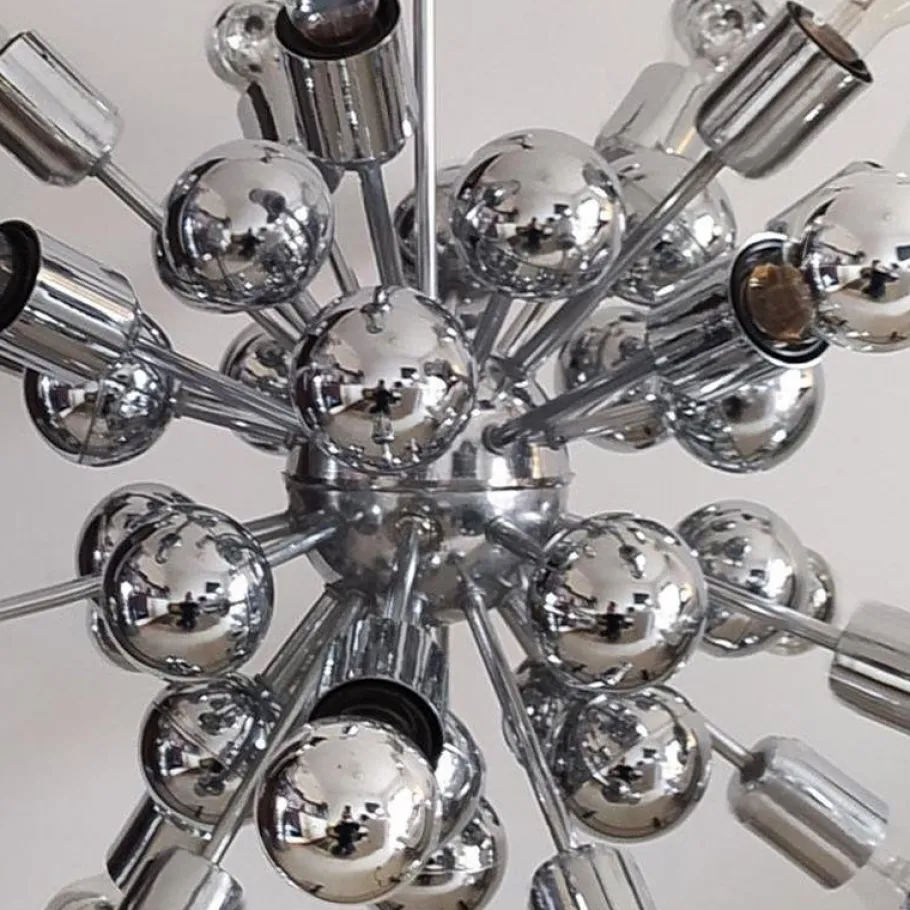New Pamono Chrome Sputnik Ceiling Lamp by Goffredo Reggiani, Italy, 1970s