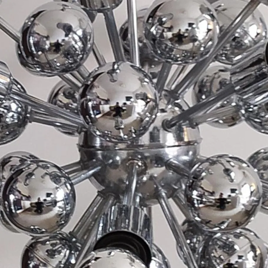 New Pamono Chrome Sputnik Ceiling Lamp by Goffredo Reggiani, Italy, 1970s