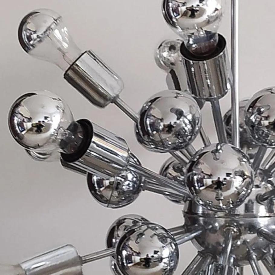 New Pamono Chrome Sputnik Ceiling Lamp by Goffredo Reggiani, Italy, 1970s