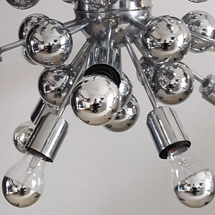 New Pamono Chrome Sputnik Ceiling Lamp by Goffredo Reggiani, Italy, 1970s