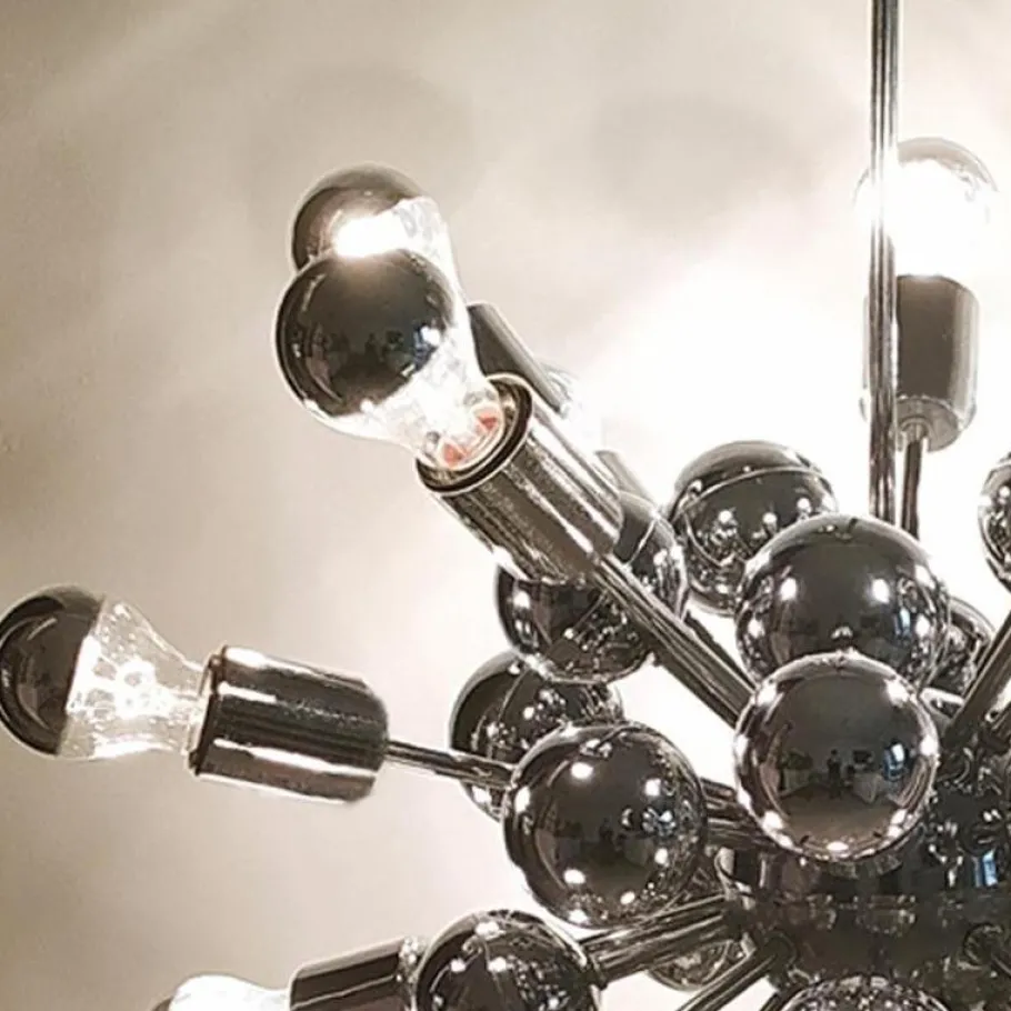 New Pamono Chrome Sputnik Ceiling Lamp by Goffredo Reggiani, Italy, 1970s