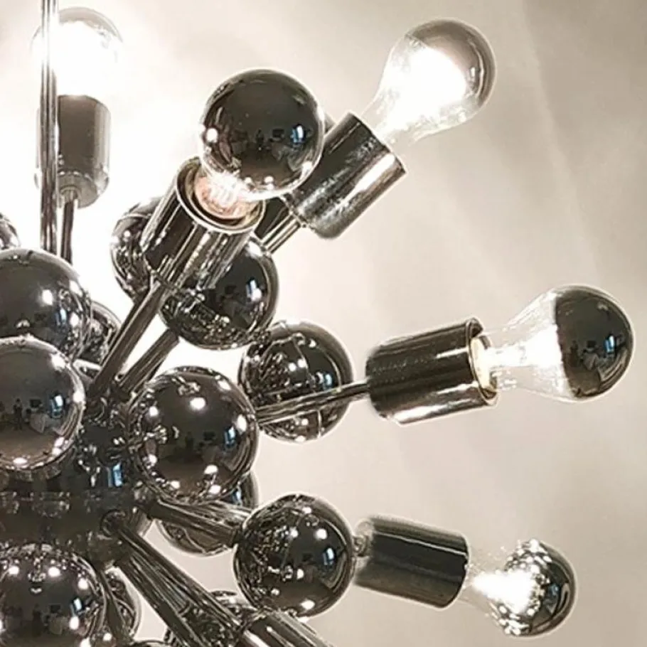 New Pamono Chrome Sputnik Ceiling Lamp by Goffredo Reggiani, Italy, 1970s