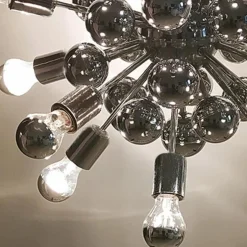 New Pamono Chrome Sputnik Ceiling Lamp by Goffredo Reggiani, Italy, 1970s