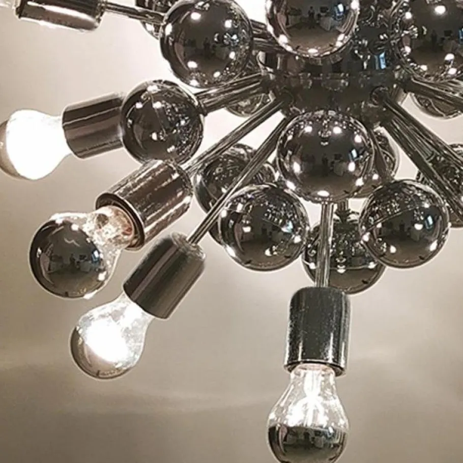 New Pamono Chrome Sputnik Ceiling Lamp by Goffredo Reggiani, Italy, 1970s