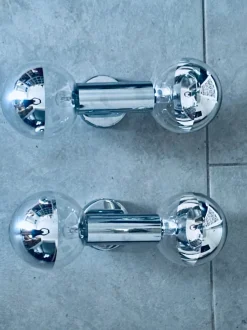 Hot Pamono Chrome Wall Lamps by Motoko Ishii for Staff Leuchten, 1960, Set of 2