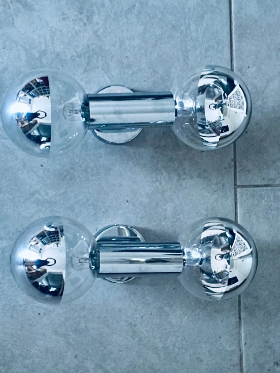 Hot Pamono Chrome Wall Lamps by Motoko Ishii for Staff Leuchten, 1960, Set of 2