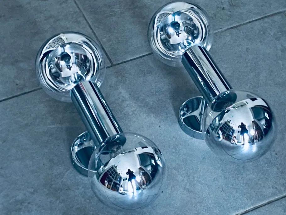 Hot Pamono Chrome Wall Lamps by Motoko Ishii for Staff Leuchten, 1960, Set of 2