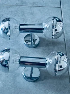 Hot Pamono Chrome Wall Lamps by Motoko Ishii for Staff Leuchten, 1960, Set of 2