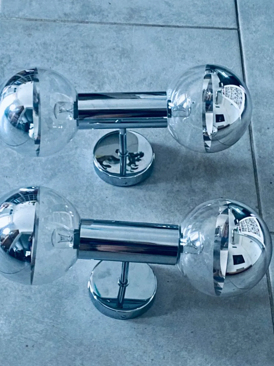 Hot Pamono Chrome Wall Lamps by Motoko Ishii for Staff Leuchten, 1960, Set of 2