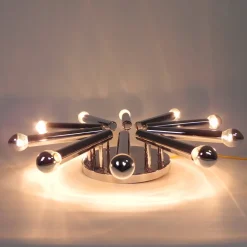 Hot Pamono Chrome-Plated Boulanger 10-Light Ceiling Lamp with from Sciolari, 1960s