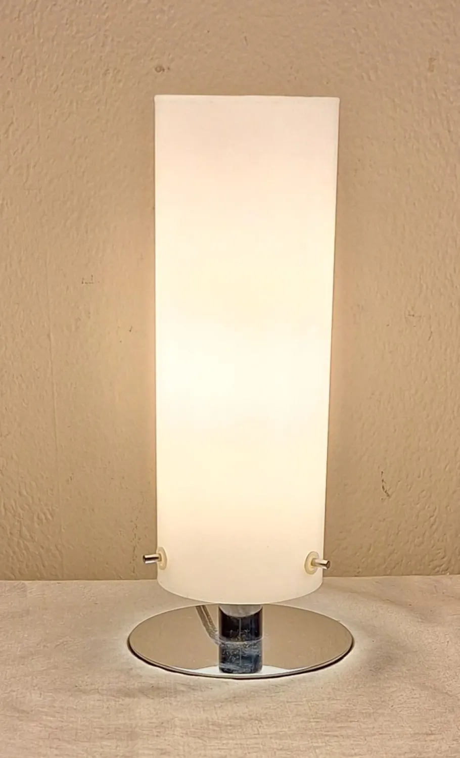 New Pamono Chrome-Plated Metal Table Lamp with White Glass Shade from Trio, 2000s