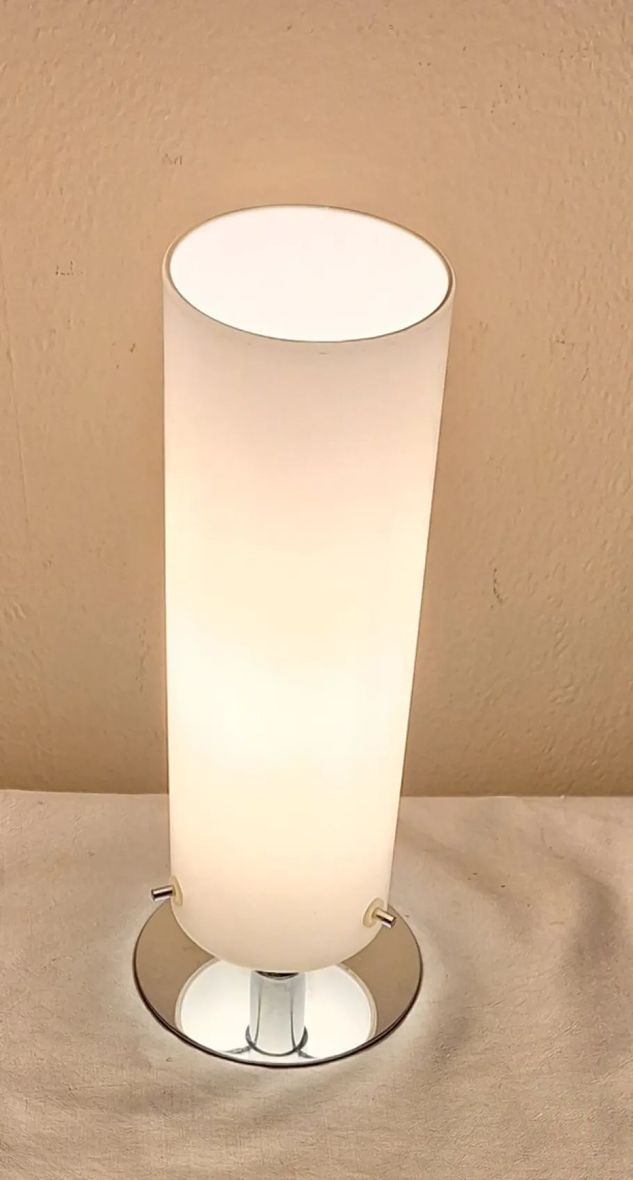 New Pamono Chrome-Plated Metal Table Lamp with White Glass Shade from Trio, 2000s