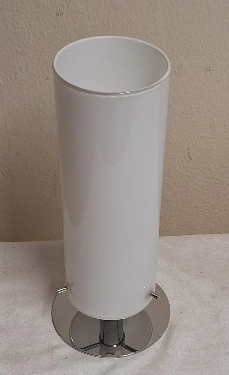 New Pamono Chrome-Plated Metal Table Lamp with White Glass Shade from Trio, 2000s