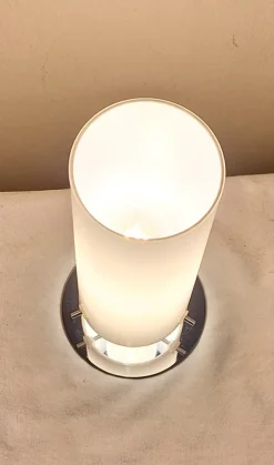 New Pamono Chrome-Plated Metal Table Lamp with White Glass Shade from Trio, 2000s